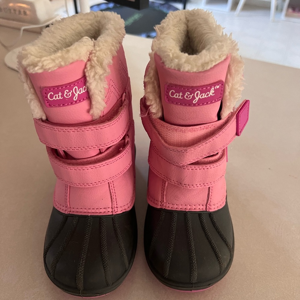 Cat & Jack Pink and Gray Snow Boots